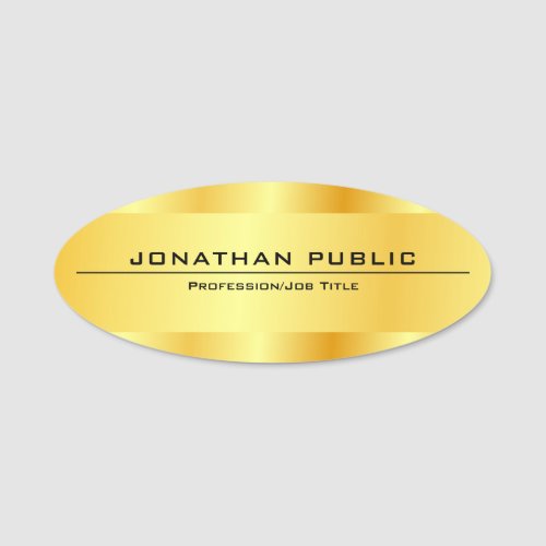 Gold Look Modern Elegant Glam Template Oval Name Tag