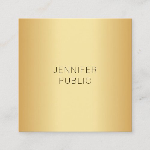 Gold Look Modern Elegant Minimalist Template Square Business Card
