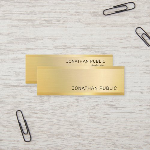 Gold Look Modern Elegant Minimalistic Template Mini Business Card