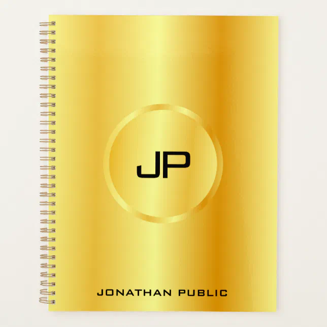Gold Look Modern Elegant Monogram Custom Template Planner | Zazzle