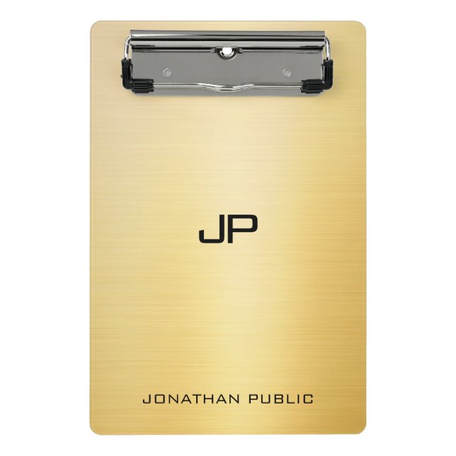 Gold Look Modern Elegant Monogram Simple Template Mini Clipboard (Front)