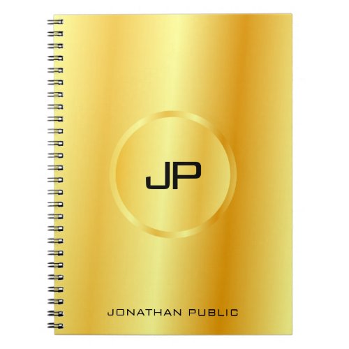 Gold Look Modern Elegant Monogram Trendy Template Notebook