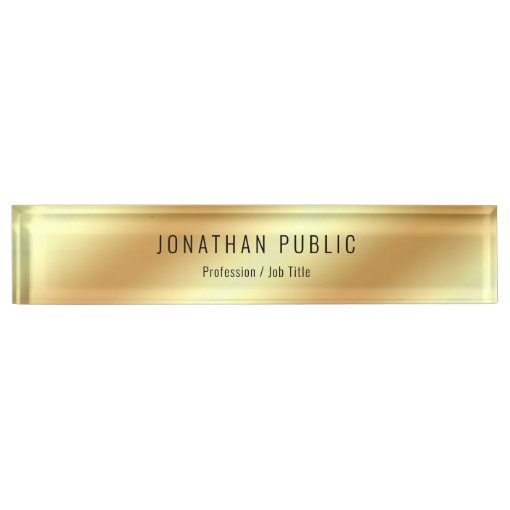 Gold Look Modern Elegant Professional Template Desk Name Plate | Zazzle