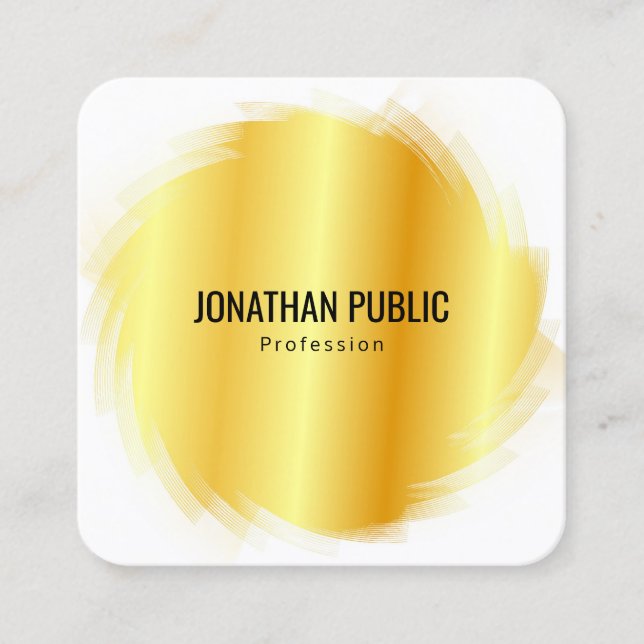 Gold Look Modern Elegant Professional Template Square Business Card (Front)