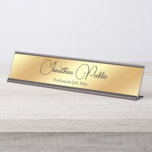 Gold Look Modern Elegant Template Typography Desk Name Plate