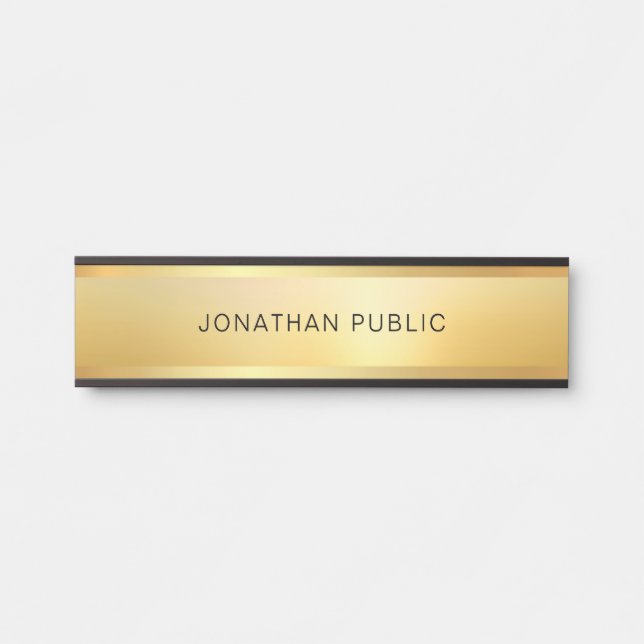Gold Look Modern Elegant Trendy Template Glamorous Door Sign (Front)