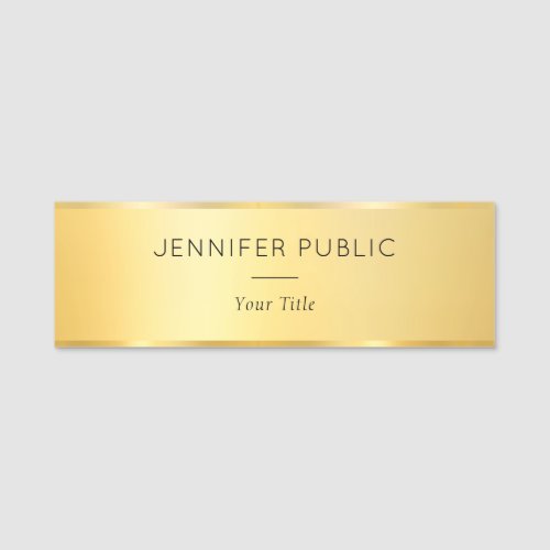 Gold Look Modern Glamorous Staff Employee Elegant Name Tag