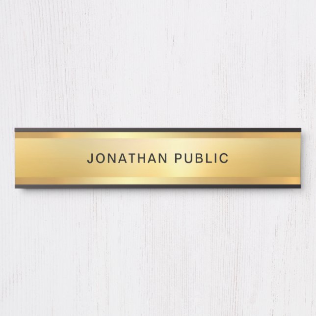 Gold Look Modern Glamorous Template Popular Door Sign (Front)