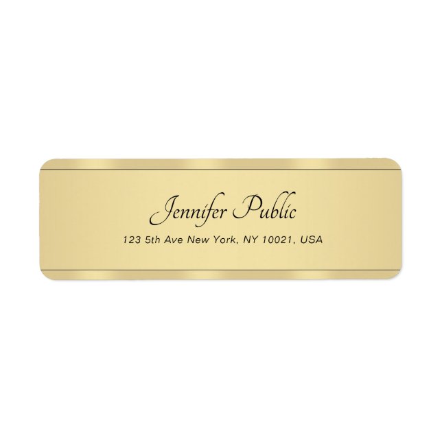 Gold Look Modern Hand Script Elegant Calligraphed Label (Front)