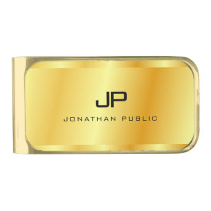 Gold Look Modern Monogrammed Elegant Template Finish Money Clip