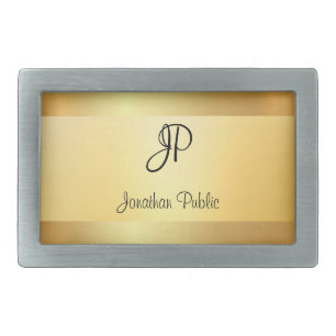 Gold Look Modern Monogrammed Template Trendy Belt Buckle