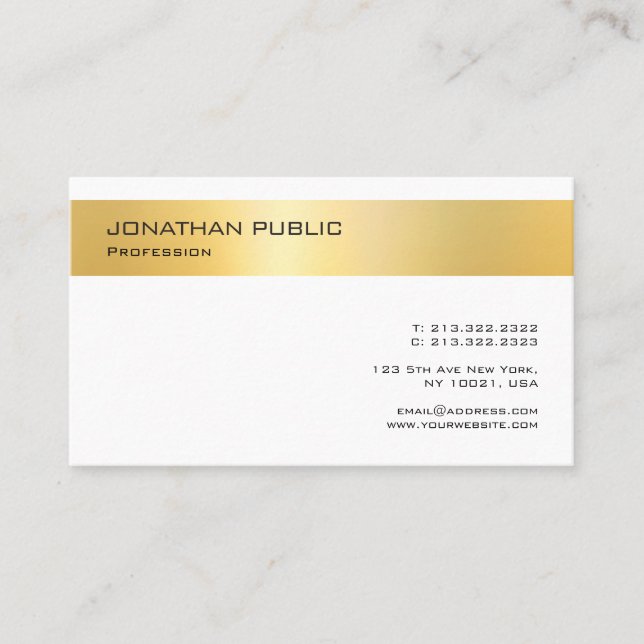 Gold Look Modern Professional Minimalist Template Business Card (Front)