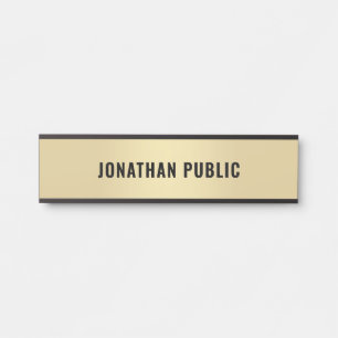Gold Look Modern Simple Design Personalized Door Sign