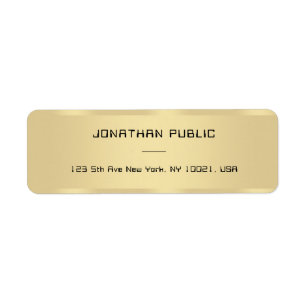 Gold Look Modern Simple Template Return Address Label