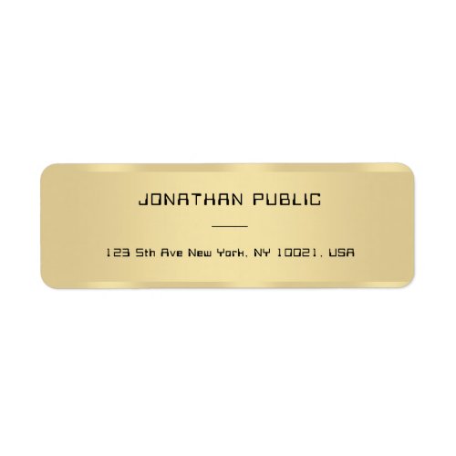 Gold Look Modern Simple Template Return Address Label