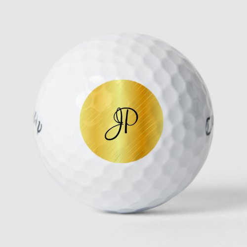 Gold Look Monogram Elegant Name Template Golf Balls