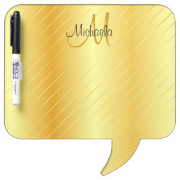 Gold Look Monogram Modern Elegant Template Dry Erase Board