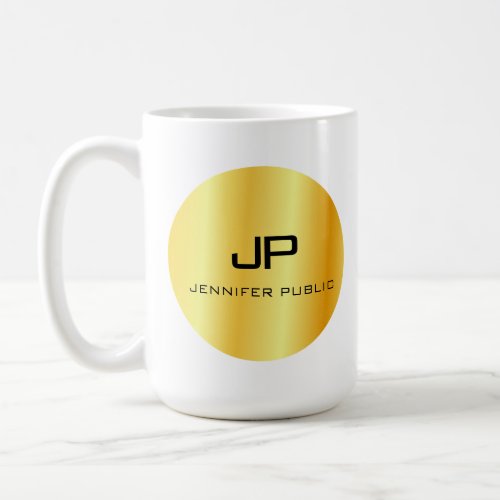 Gold Look Monogram Personalized Template Elegant Coffee Mug