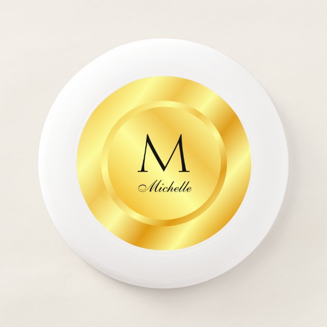 Gold Look Monogram Template Elegant Glamorous Wham-O Frisbee (Front)
