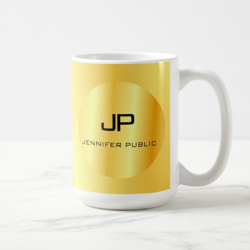 Gold Look Monogrammed Template Elegant Coffee Mug