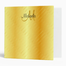 Gold Look Monogrammed Trendy Elegant Template 3 Ring Binder
