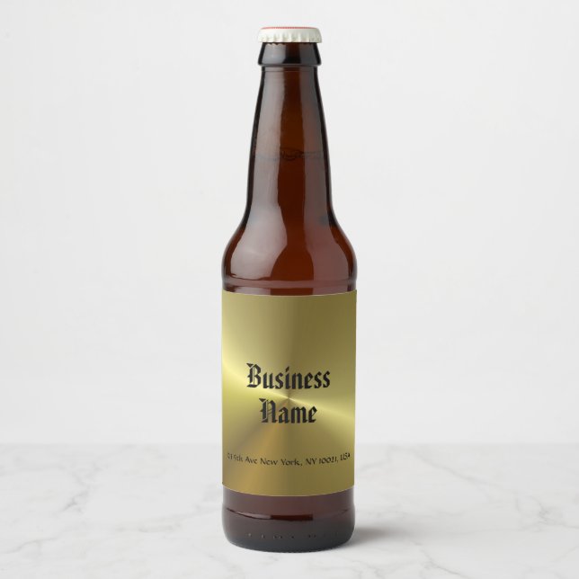 Gold Look Old Style Handwritten Script Template Beer Bottle Label (Front)