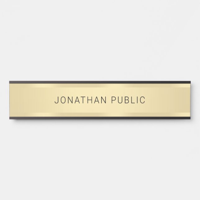 Gold Look Personalized Glamour Modern Template Door Sign (Front)