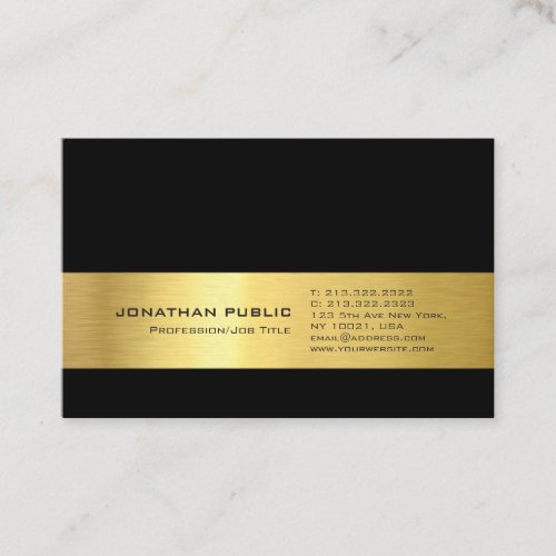Gold Look Professional Modern Design Elegant Black Business Card