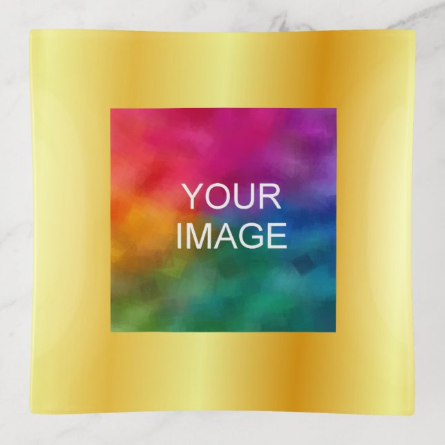 Gold Look Simple Template Modern Custom Square Trinket Tray (Front)