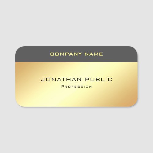 Gold Look Simple Template Modern Rectangle Name Tag