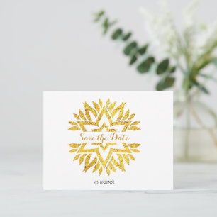 Gold Look Star Mandala Bat Mitzvah Save the Date Announcement Postcard