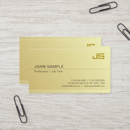 Gold Look Stylish Monogram Minimalist Luxury Business Card