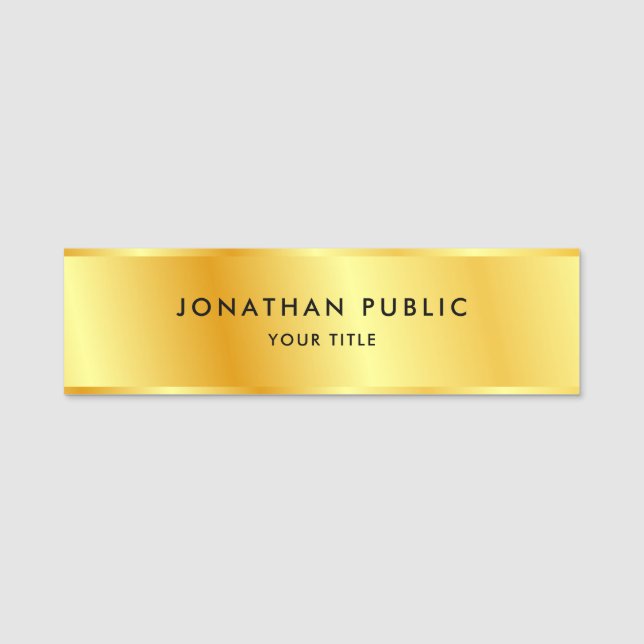 Gold Look Template Elegant Modern Background Name Tag (Front)