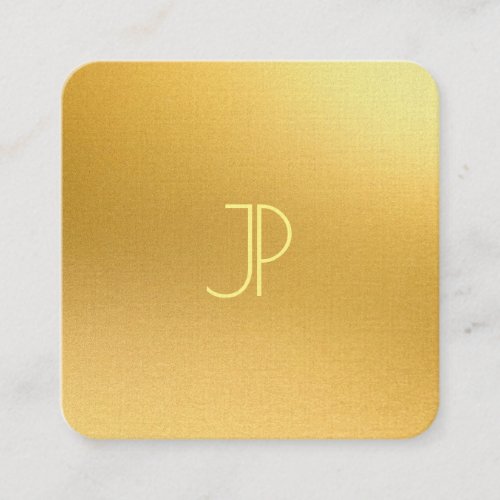 Gold Look Template Elegant Monogrammed Luxurious Square Business Card