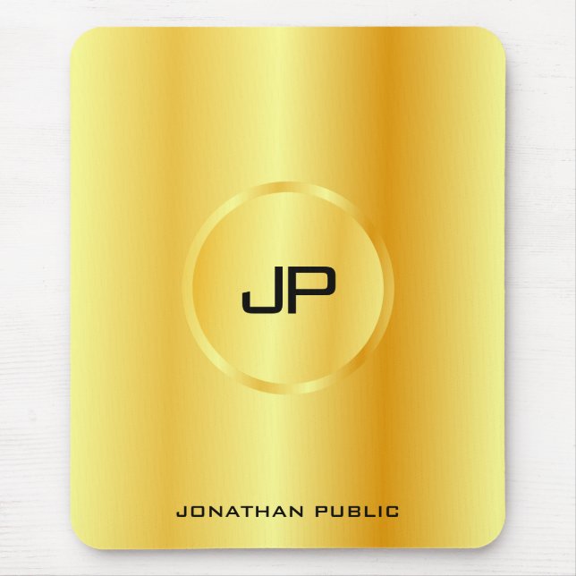 Gold Look Template Modern Elegant Monogram Mouse Pad (Front)
