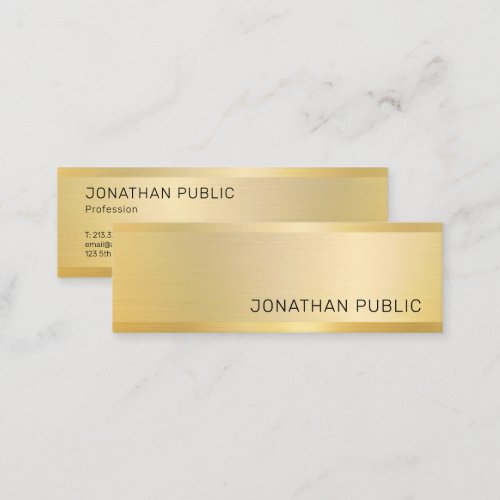 Gold Look Template Modern Elegant Simple Design Mini Business Card