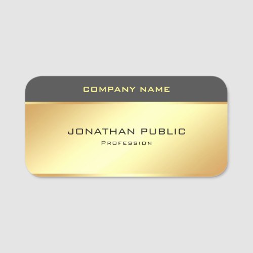 Gold Look Template Modern Trendy Glamorous Name Tag