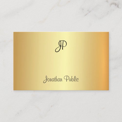 Gold Look Template Monogram Handwritten Modern Business Card