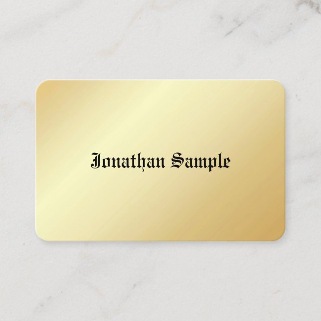 Gold Look Template Old Text Glamorous Personalized Business Card (Front)