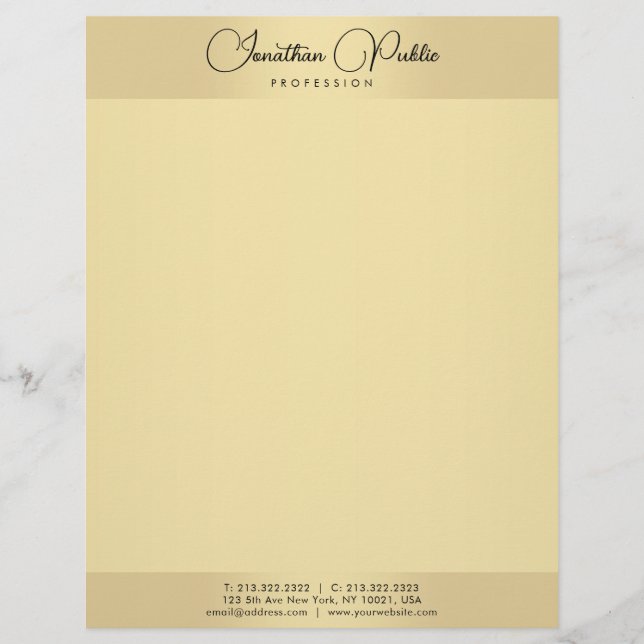 Gold Look Template Typography Modern Minimalist Letterhead (Front)
