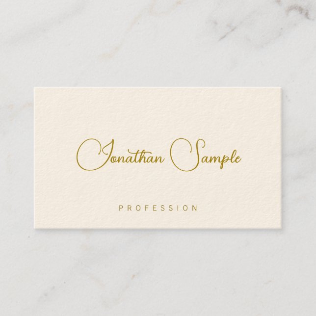 Gold Look Text Modern Typography Template Chic Business Card (Front)