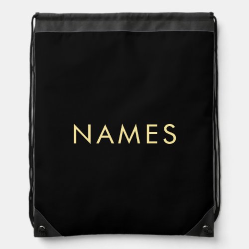 Gold Look Text Names Simple Template Customer Drawstring Bag