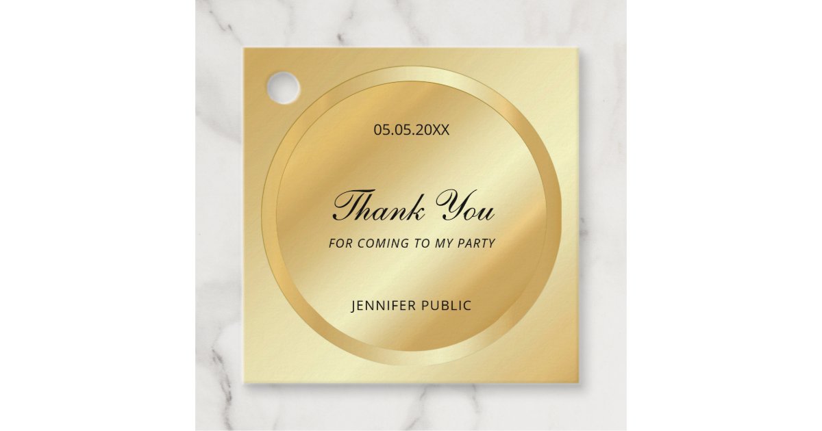 Gold Look Thank You Handwritten Script Text Custom Favor Tags | Zazzle