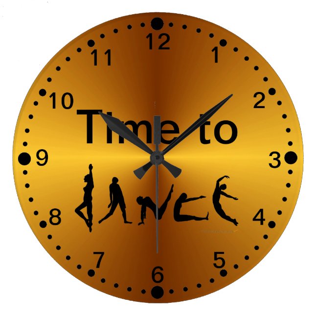 Gold Look Time to Dance Dancers Wall Clock