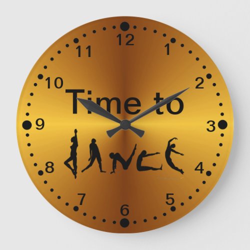 Gold Look Time to Dance Dancers Wall Clock