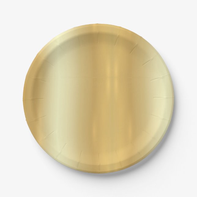 Gold Look Trendy Elegant Simple Design Template Paper Plates (Front)
