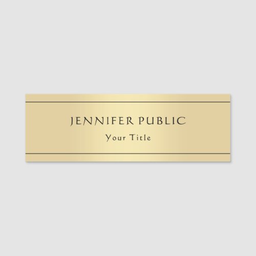 Gold Look Trendy Modern Template Glamorous Name Tag