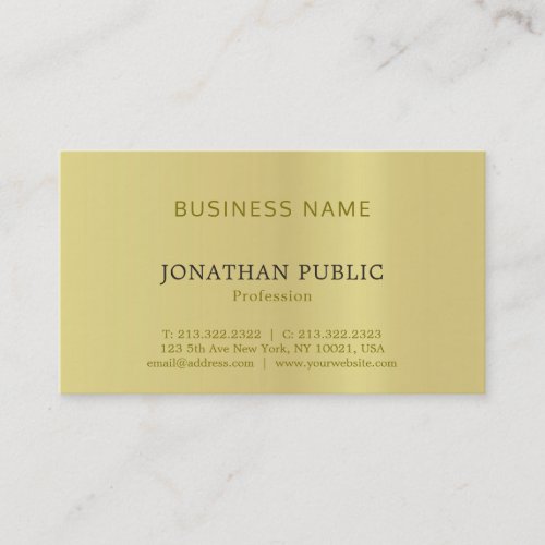 Gold Look Trendy Sophisticated Simple Plain Luxe Business Card