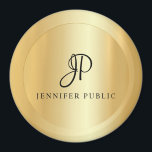 Gold Look Trendy Template Monogram Modern Large Magnet<br><div class="desc">Elegant Faux Gold Template Monogram Modern Large Round Magnet.</div>