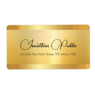Gold Look Typography Hand Script Shipping Address Label